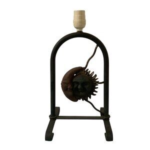 Celestial Sun And Moon Metal Vintage Lamp Chippy Rusty Paint - Works